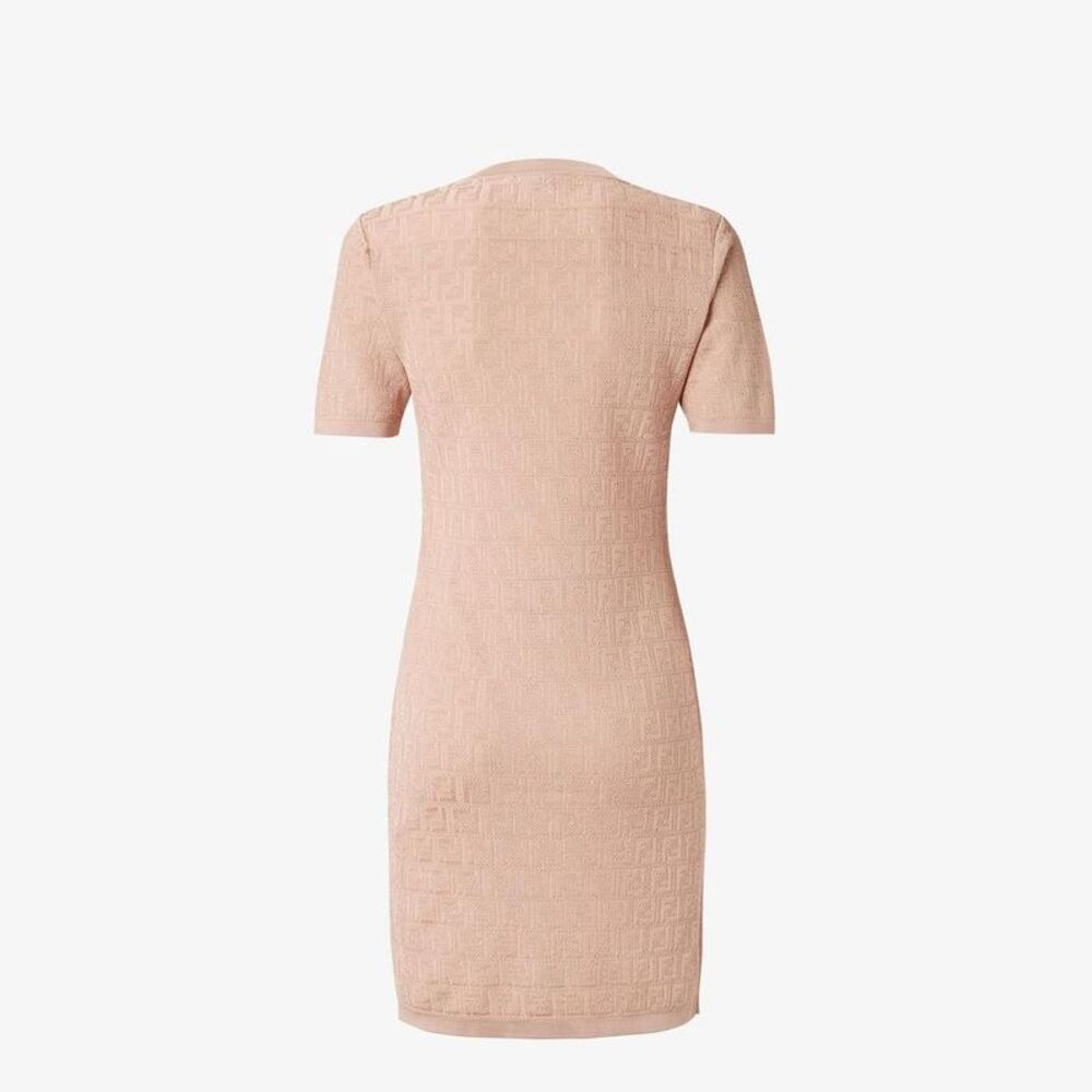 FENDI FF Monogram Knit Dress Women PINK Dresses - Picture 2 of 5